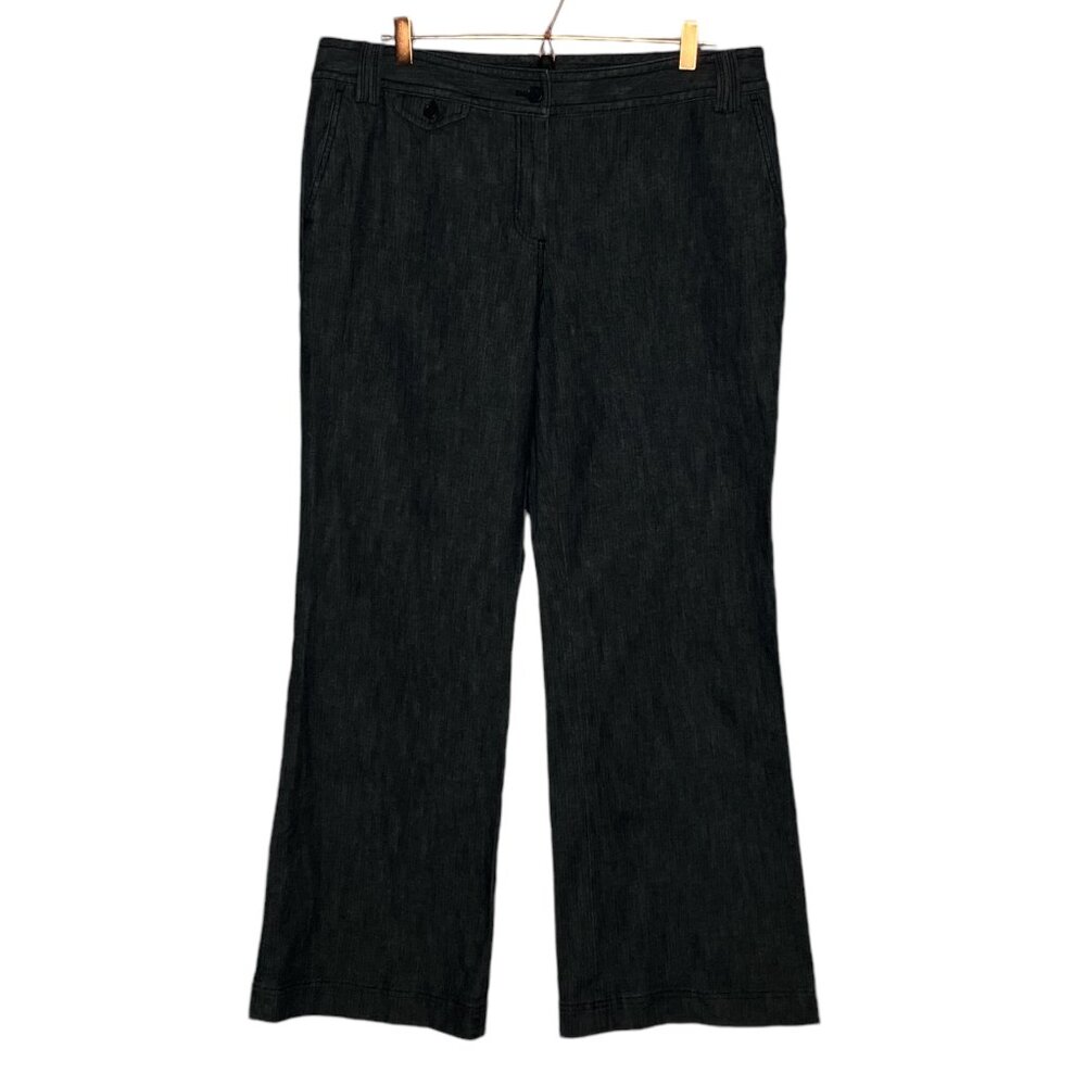 Talbots Size‎ 16 Black Gray Denim Signature Flare Trouser Dressy Jeans Stretch